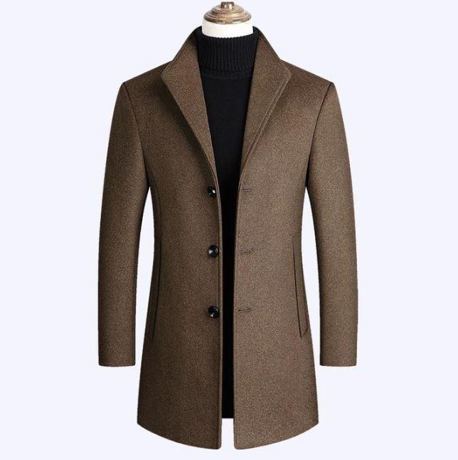 Wool Coat with Stand-up Collar