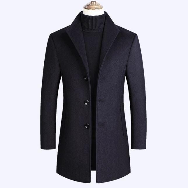 Wool Coat with Stand-up Collar