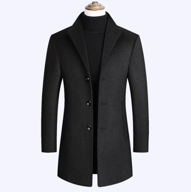 Wool Coat with Stand-up Collar