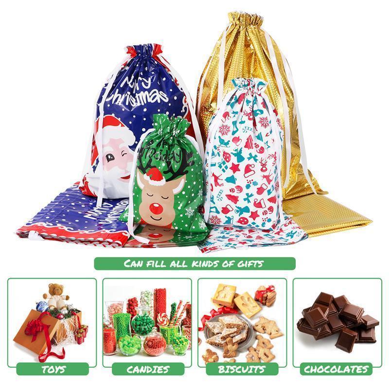 Recyclable Drawstring Christmas Gift Bags(30 Sets)