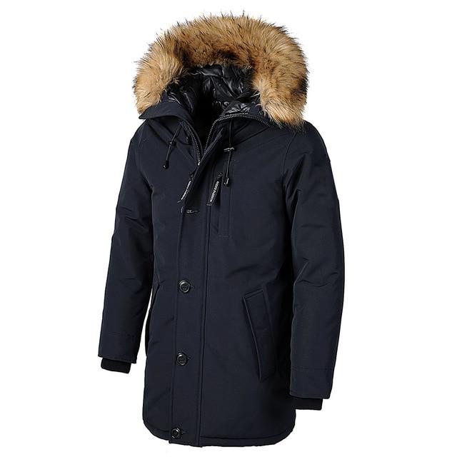 Men Brand Winter Faux Fur Collar Long Thick Cotton Parkas Jacket Coat Men Hooded Pockets Outwear Waterproof Jacket Parka Men