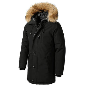 Men Brand Winter Faux Fur Collar Long Thick Cotton Parkas Jacket Coat Men Hooded Pockets Outwear Waterproof Jacket Parka Men