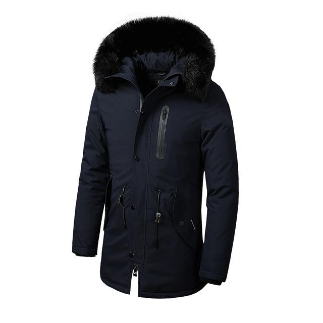 Men Brand Winter Faux Fur Collar Long Thick Cotton Parkas Jacket Coat Men Hooded Pockets Outwear Waterproof Jacket Parka Men